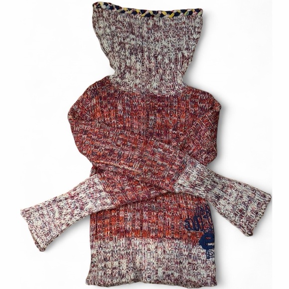 Desigual Chunky Multicolor Knit Y2K Style Turtleneck Long Sleeve Sweater Top - Picture 2 of 13